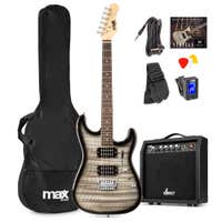 Max GigKit Elektrische Gitarre - Komplettset - Quilted Style - Schwarz