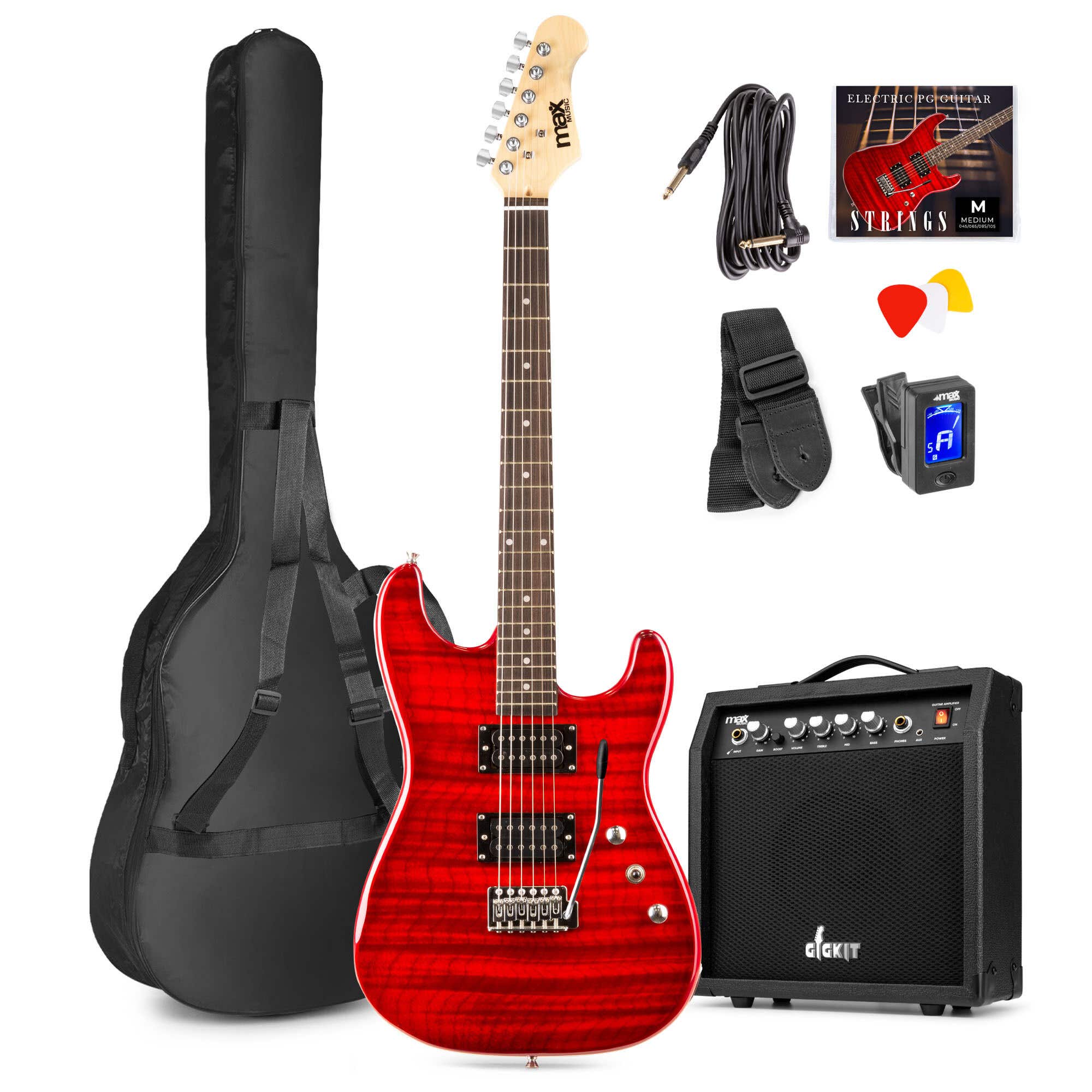B-Ware - Max GigKit Elektrische Gitarre Komplettset - Quilted Style Dunkelrot