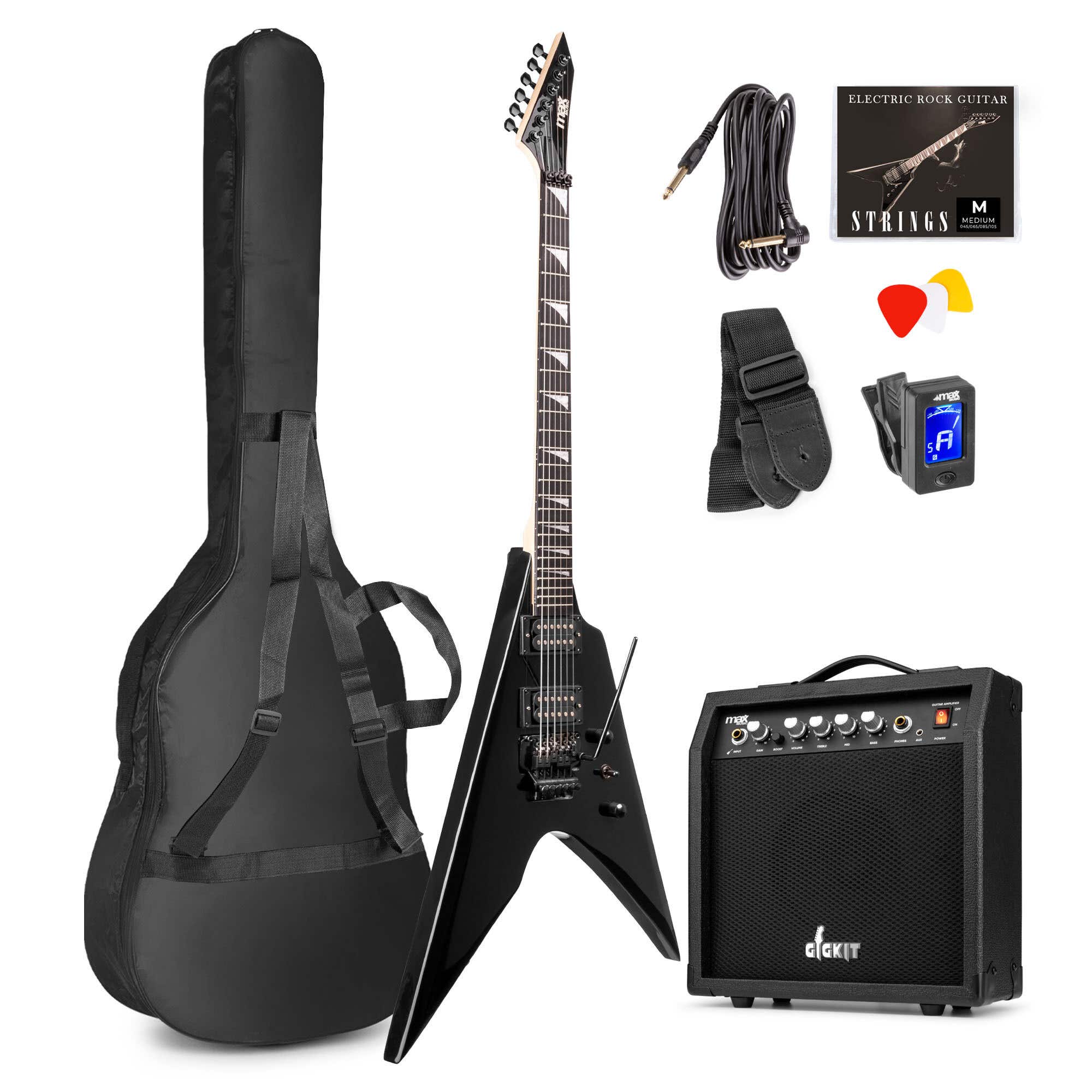 Max GigKit Elektrische Gitarre Komplettset - Rock Style - Schwarz
