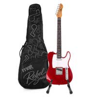 MAX Rebel TE E-Gitarre - Roasted Maple Hals - Inkl. Gitarrentasche und Ständer - Rot Metallic