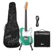 MAX Rebel TE E-Gitarren Set - Inkl. Gitarrentasche, Ständer & Verstärker - Grün Metallic