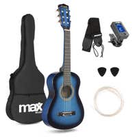 MAX SoloArt Junior 1/4 Konzertgitarre für Kinder - Starter-Set mit Zubehör - Blau