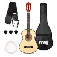 B-Ware - MAX SoloArt Junior 1/4 – Akustik Gitarre für Kinder – Komplettes Starter Set mit Zubehör – Holzoptik
