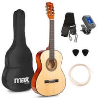 B-Ware - MAX SoloArt Junior 3/4 – Kinder Akustik Gitarre – Komplettes Starter Set mit Zubehör – Holzoptik