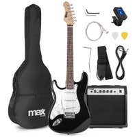 MAX GigKit Linkshänder E-Gitarre – Starterset mit 40W Verstärker – Schwarz