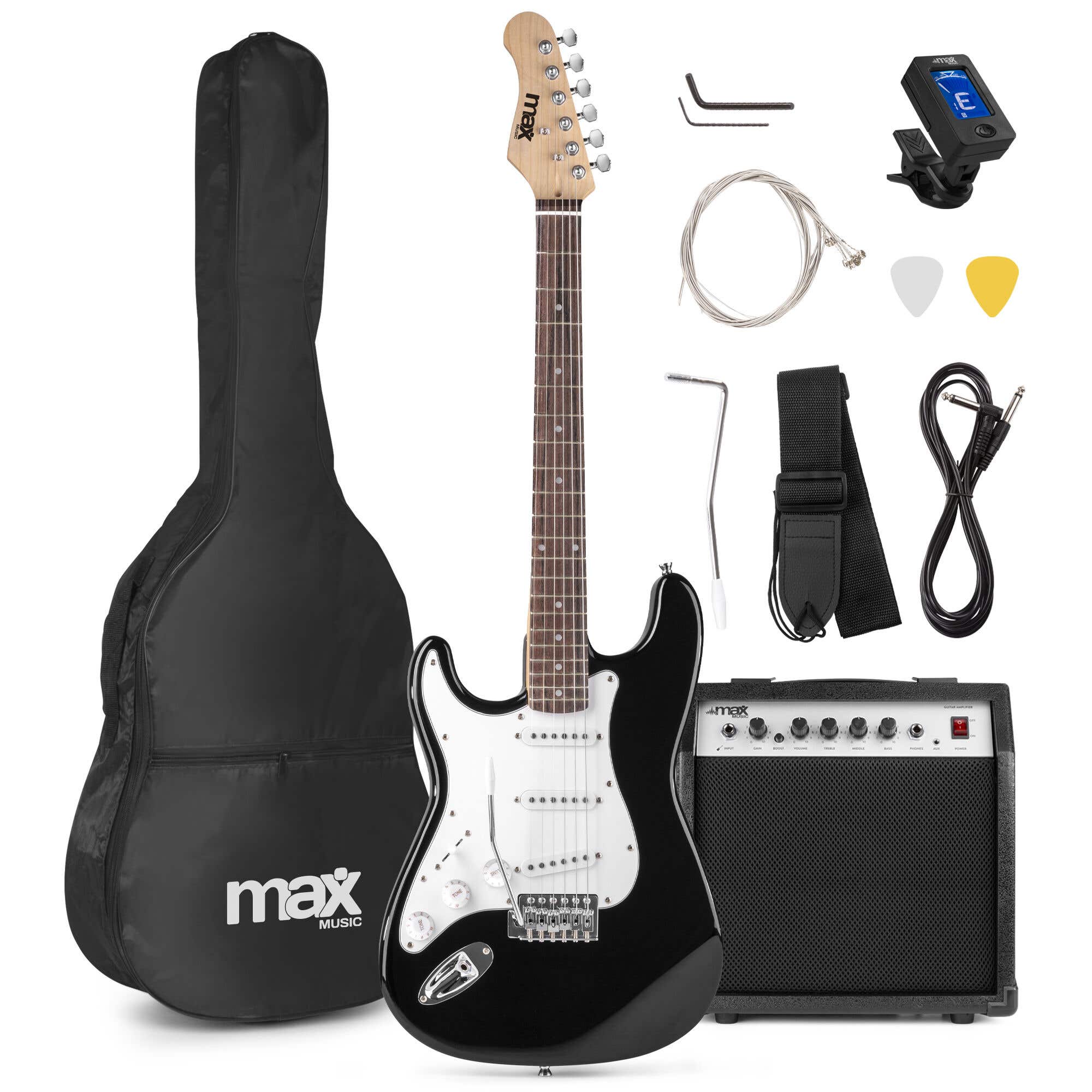 B-Ware - MAX GigKit Linkshänder E-Gitarre – Starterset mit 40W Verstärker – Schwarz