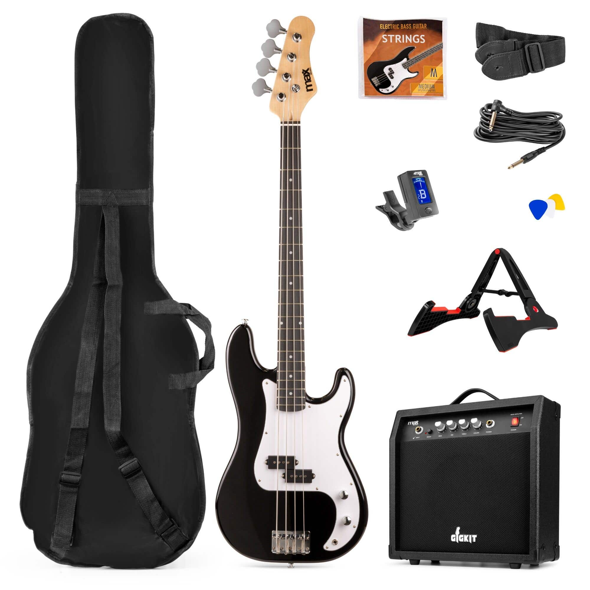B-Ware - Max GigKit Bass Guitar Komplett Set Schwarz