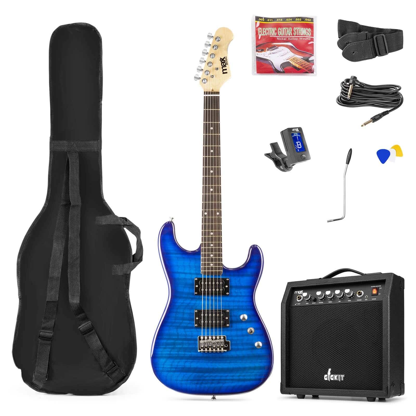 B-Ware - Max GigKit Elektrische Gitarre - Komplettset - Quilted Style - Dunkelblau