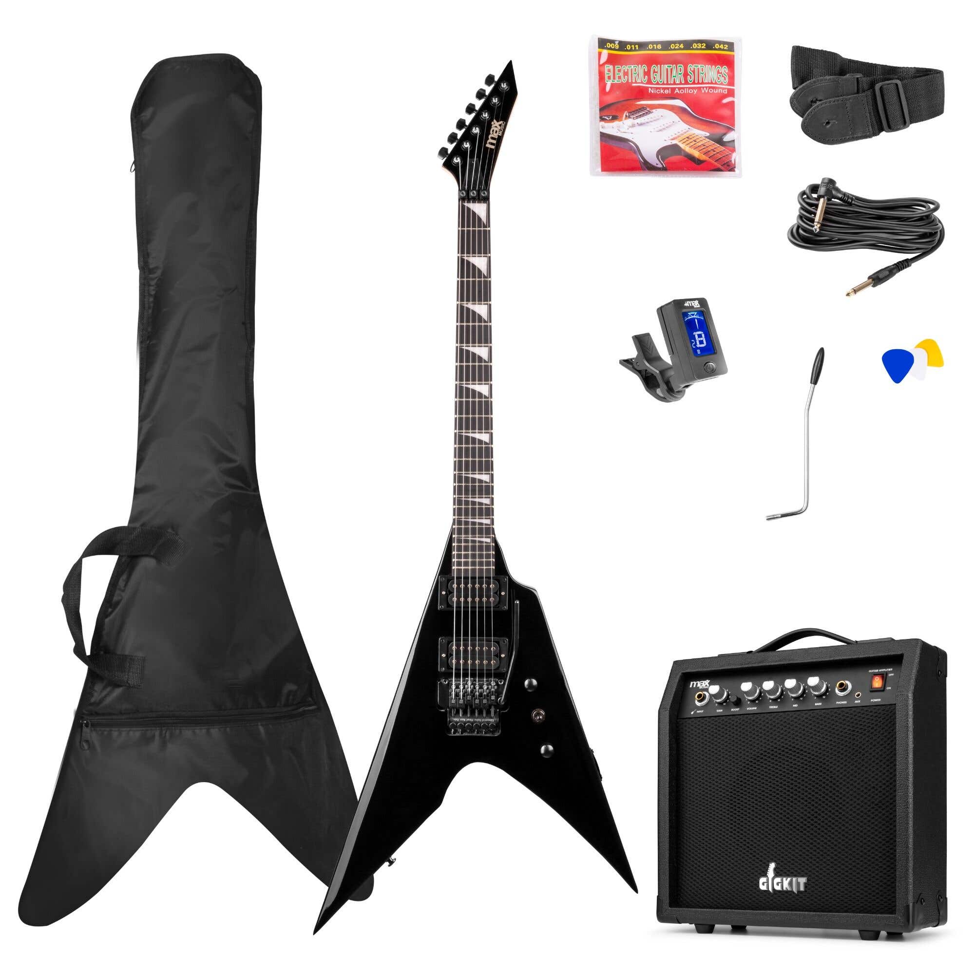 Max GigKit Elektrische Gitarre Komplettset - Rock Style - Schwarz
