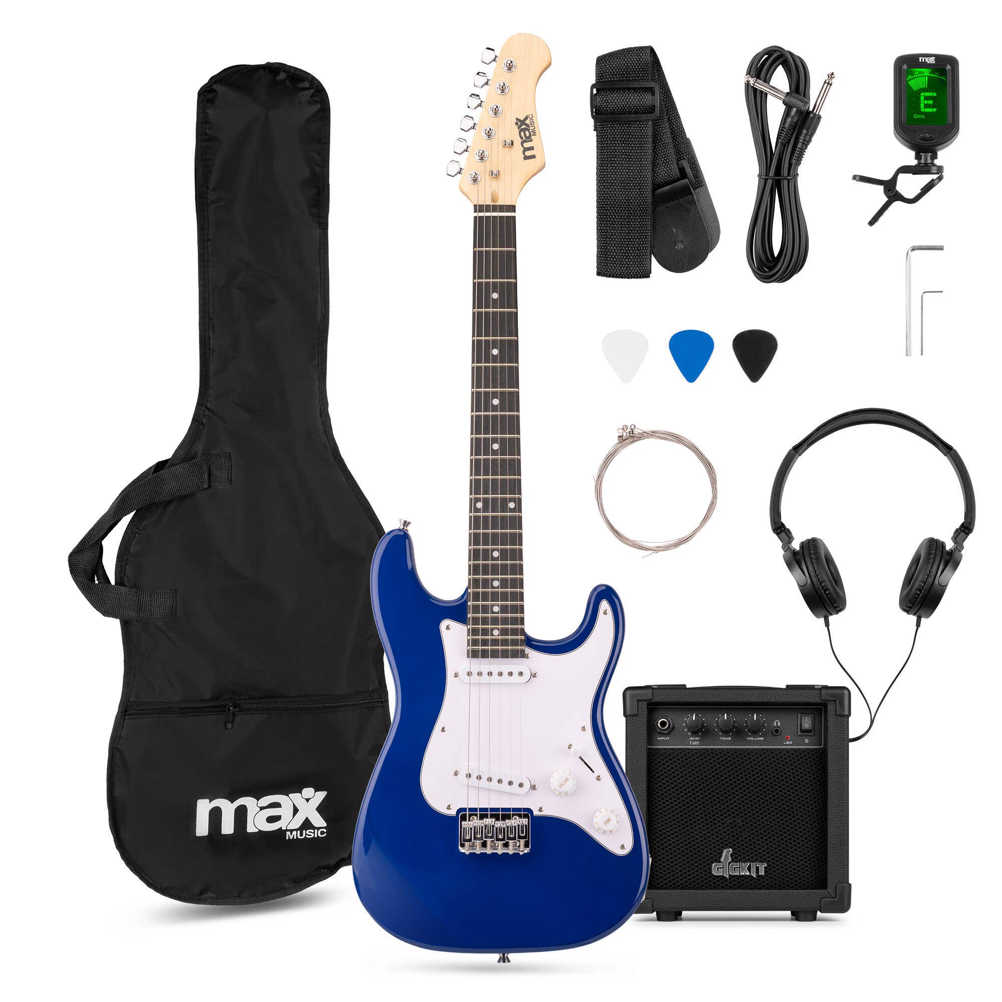 B-Ware - MAX GigKit Junior 3/4 - E-Gitarre für Kinder - Komplettes Starterset mit Zubehör - Blau