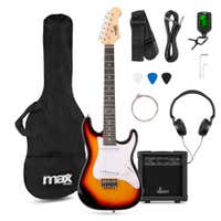 MAX GigKit Junior 3/4 - E-Gitarre für Kinder - Komplettes Starterset mit Zubehör - Sunburst