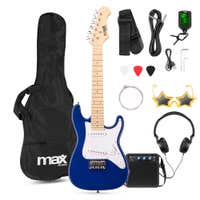 MAX GigKit Junior 1/4 - E-Gitarre für Kinder - Komplettes Starterset mit Zubehör - Blau