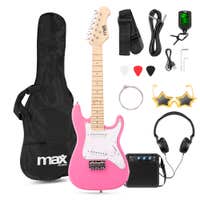 MAX GigKit Junior 1/4 - E-Gitarre für Kinder - Komplettes Starterset mit Zubehör - Pink
