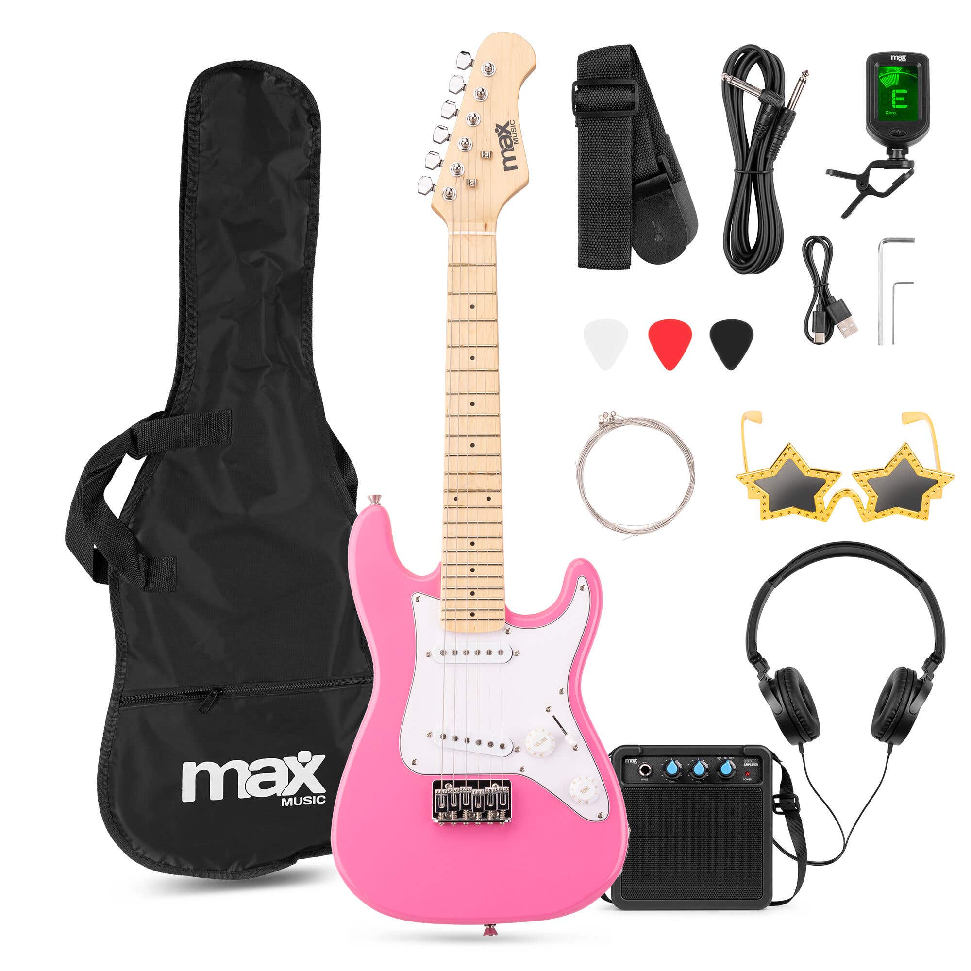 B-Ware - MAX GigKit Junior 1/4 - E-Gitarre für Kinder - Komplettes Starterset mit Zubehör - Pink