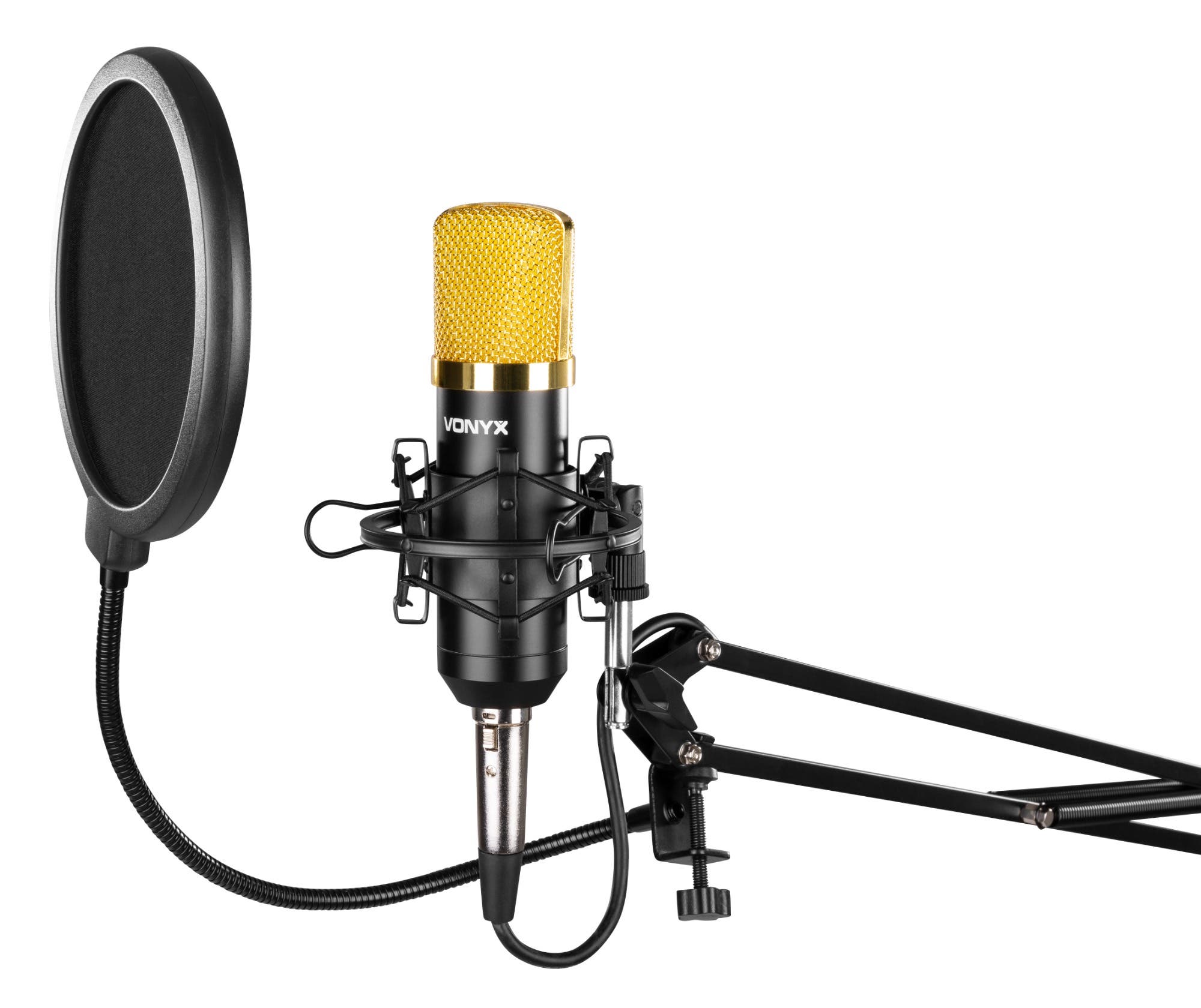 Vonyx CMS400B Studiomikrofon mit Sendearm und Popfilter