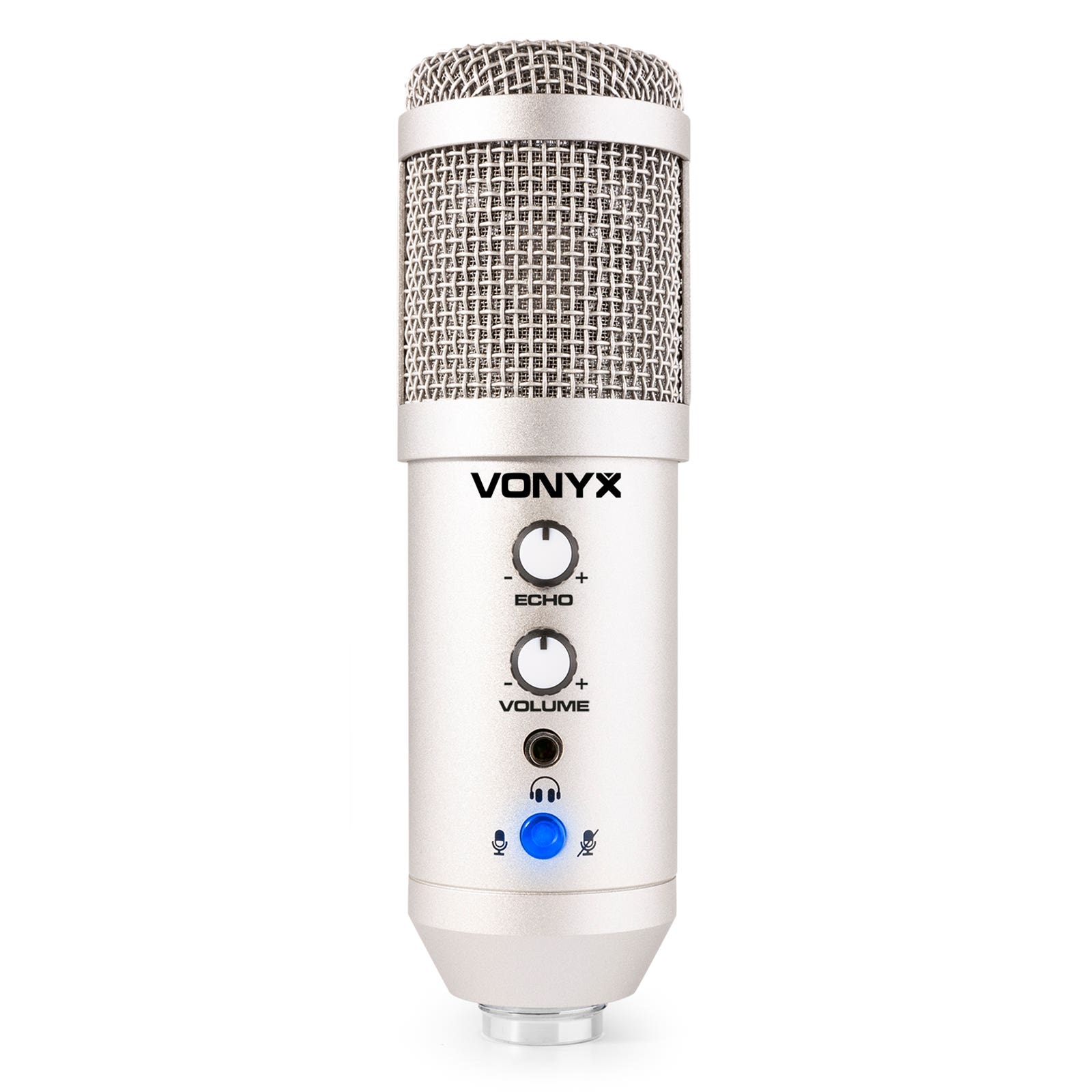 Vonyx CMS320S Studio USB Mikrofon mit Echo und Arm - Titanium