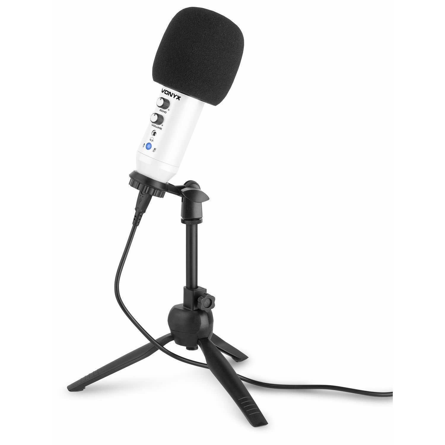 B-Ware - Vonyx CM320W USB-Studiomikrofon mit Tischständer - Weiß