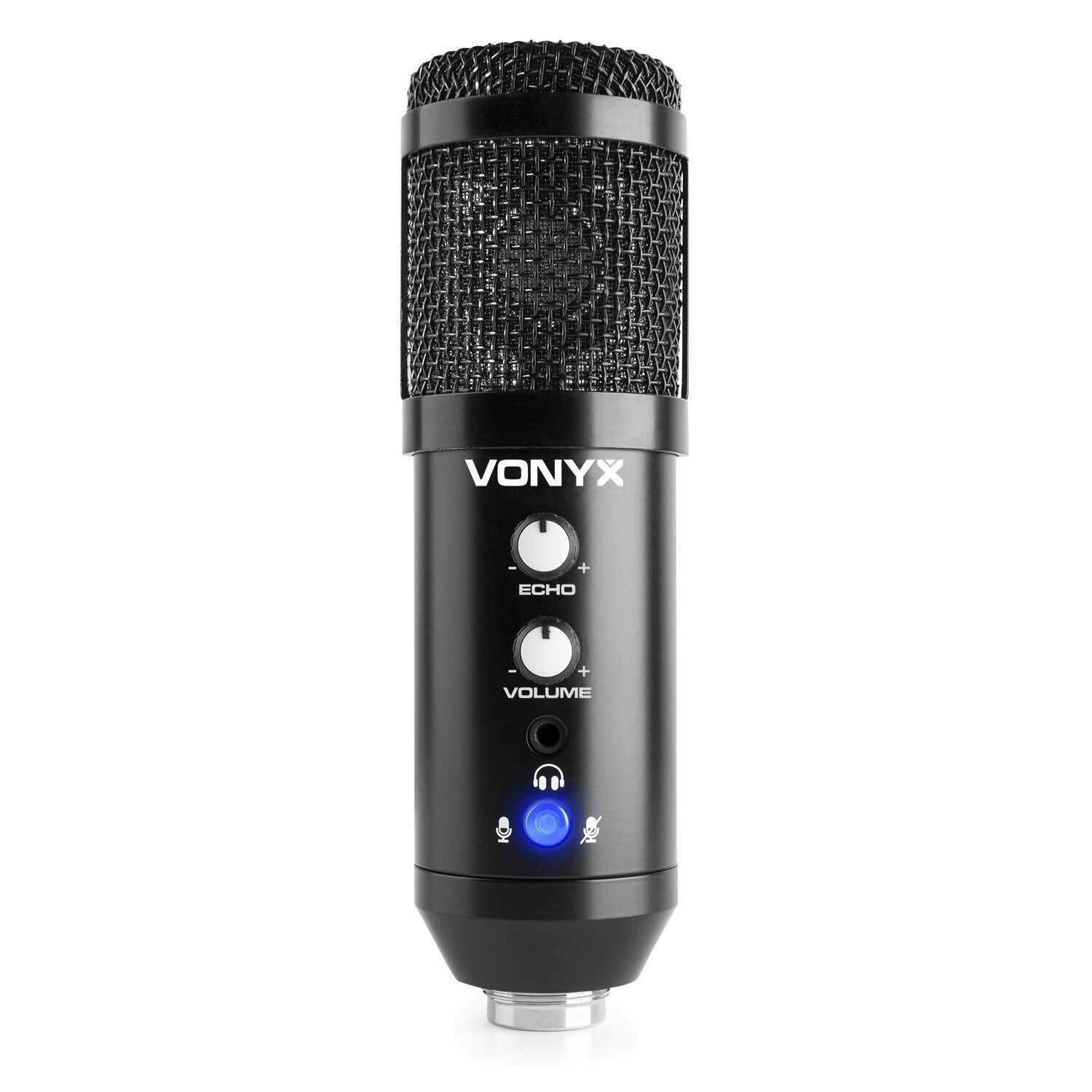 Vonyx CMS320B USB-Studiomikrofon mit Echo und Arm - Schwarz