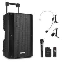 Vonyx VSA500-BP tragbarer Lautsprecher mit Bluetooth und drahtlosem Mikrofon + Headset - 800W