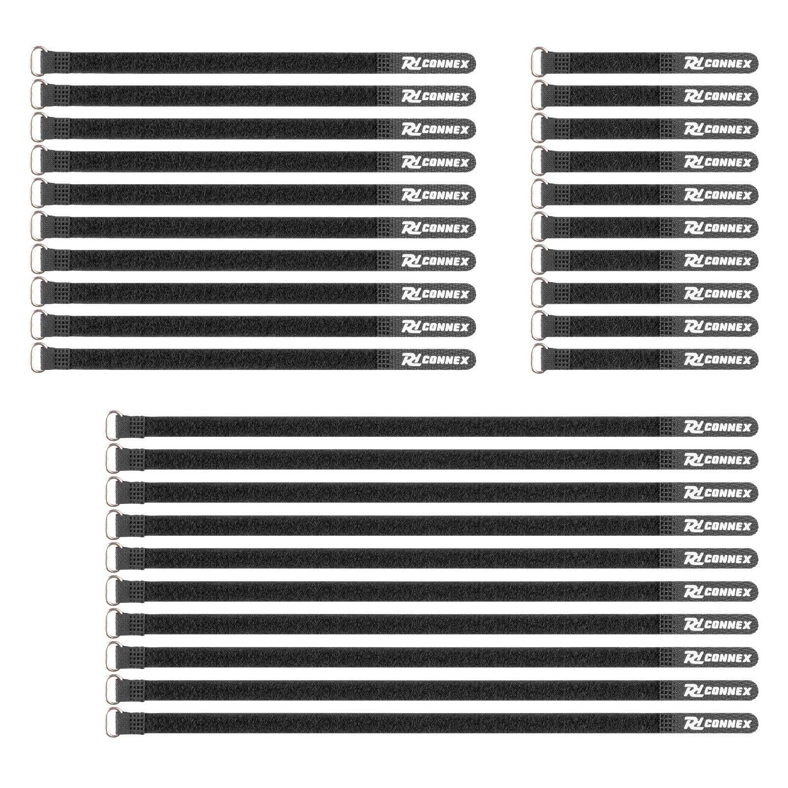 PD connex CXT-SET Kabelbinder mit Klettverschluss schwarz - Set mit 30 Stück