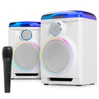 Fenton Track 2.0 Partyset – Karaoke Lautsprecherset mit Bluetooth – inkl. Mikrofon – 120 W – Weiß