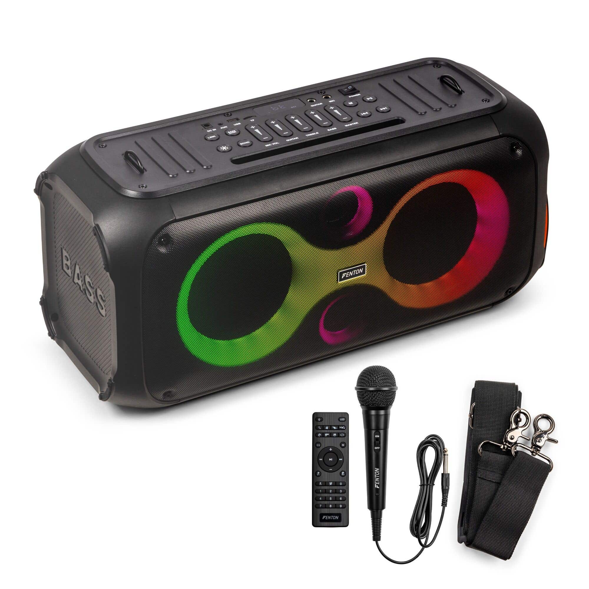 Fenton Core120 Partybox Bluetooth - LED & Akku - Partybox mit Mikrofon - 130 Watt