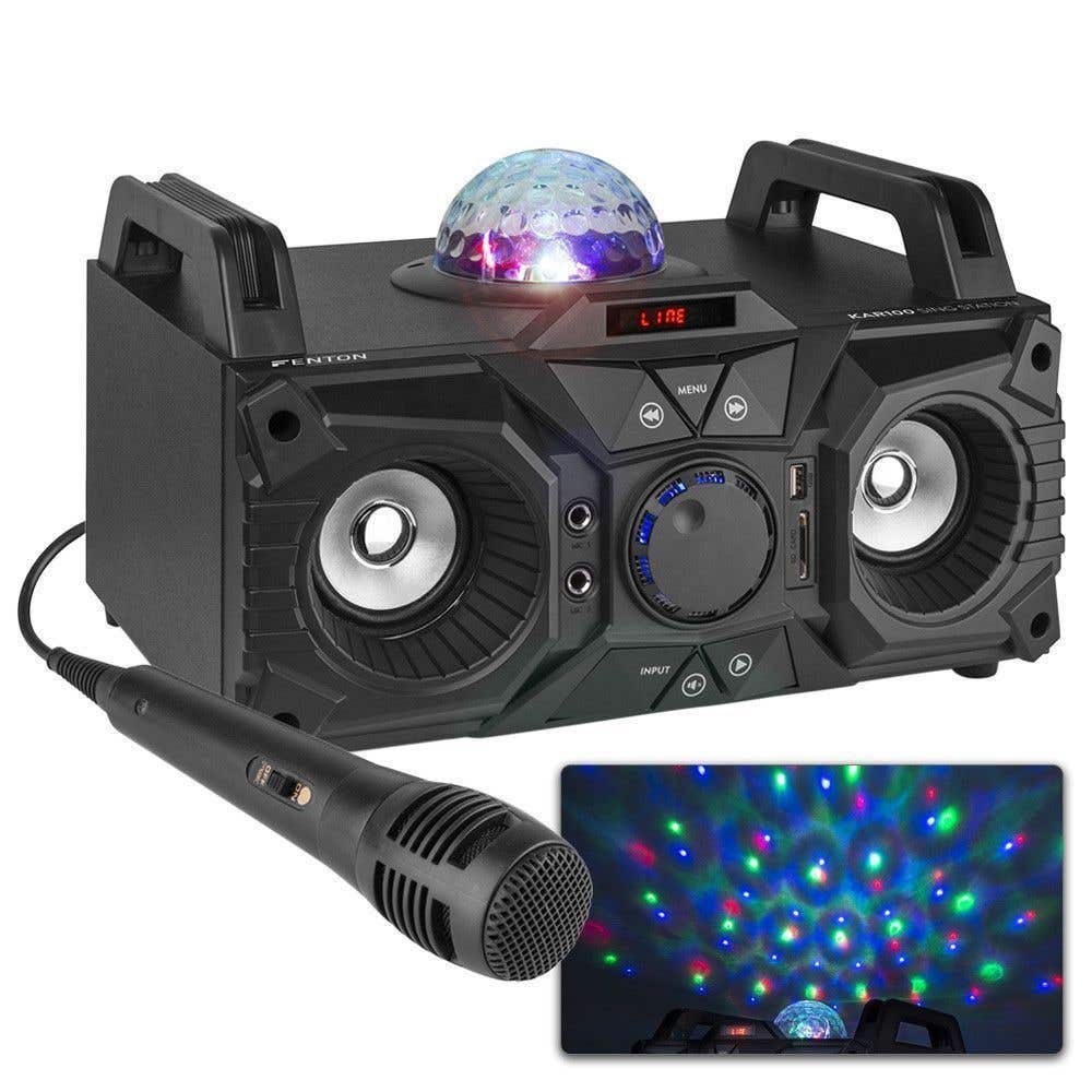 Fenton KAR100 Singstation Karaoke-Set 100 W mit Akku und Bluetooth