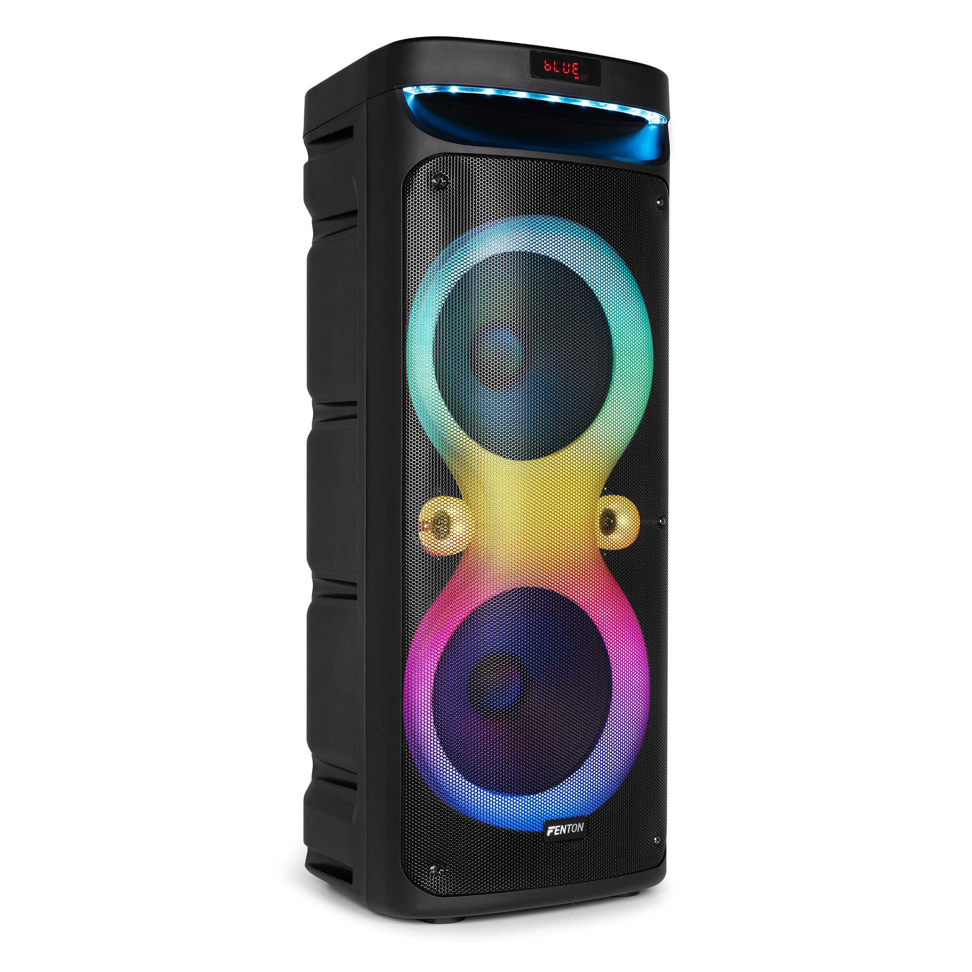 B-Ware - Fenton Track610 tragbarer Lautsprecher mit Bluetooth und Lichteffekten – 240 Watt