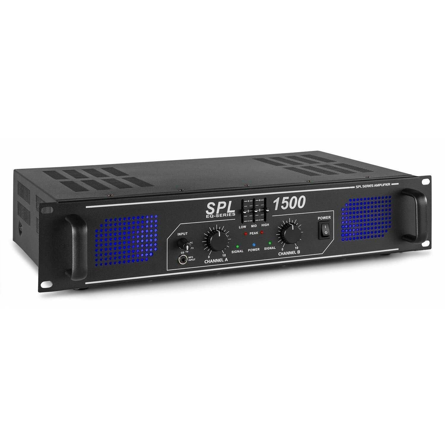 SkyTec 2 x 750 W DJ-PA-Verstärker SPL1500 mit EQ