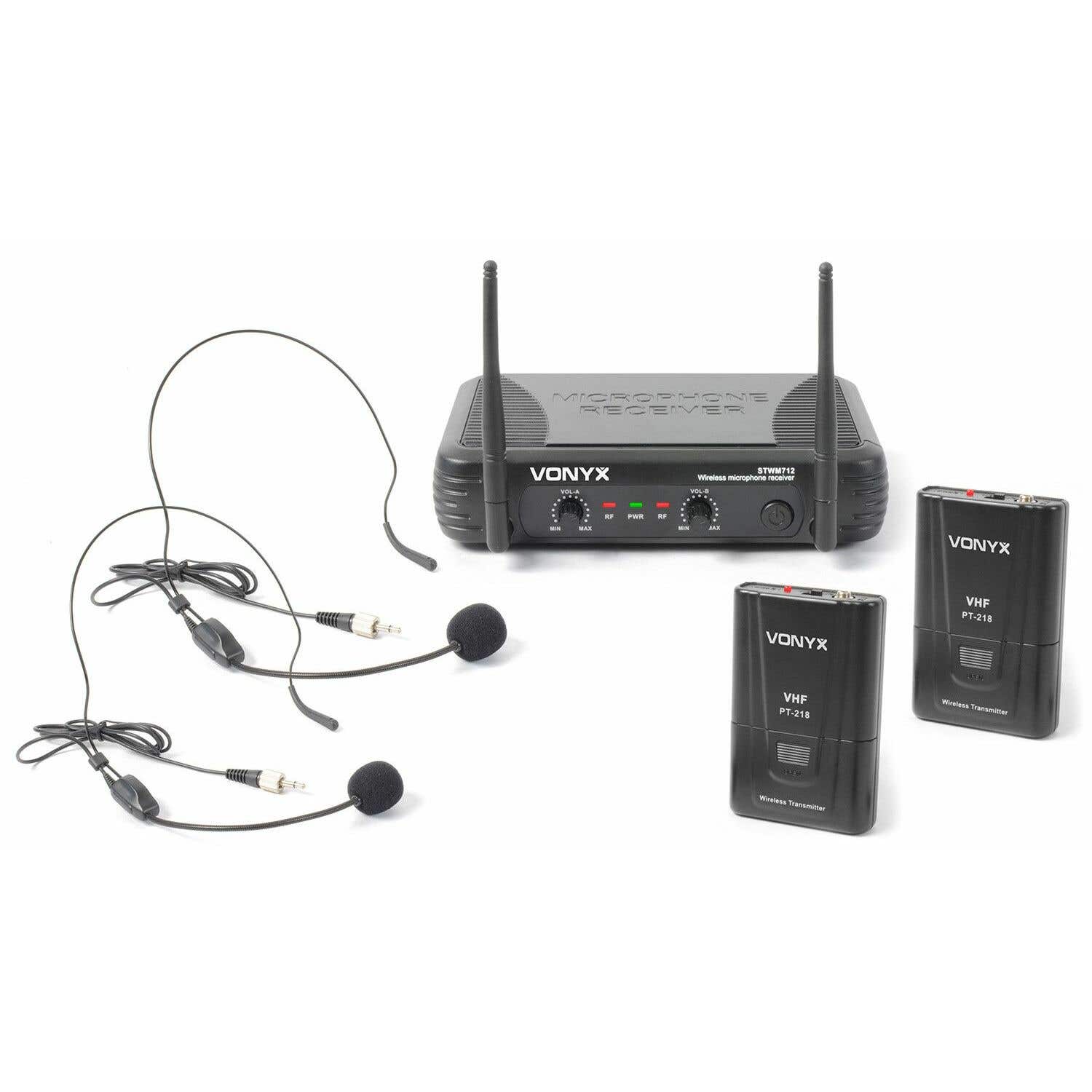 Vonyx Headset-Funkmikrofonsystem 2-Kanal-VHF STWM712H