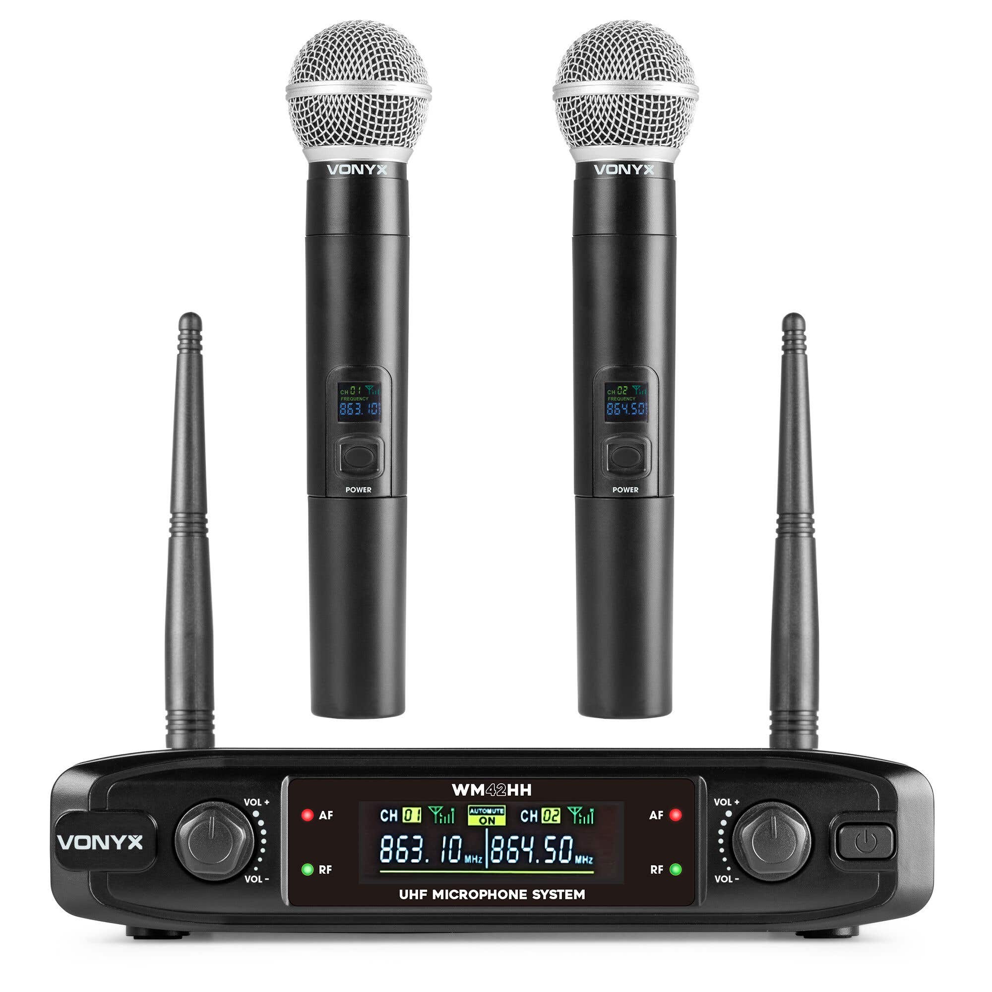 Vonyx WM42HH Funkmikrofon Set - Mit 2 Handmikrofonen und Empfänger - UHF