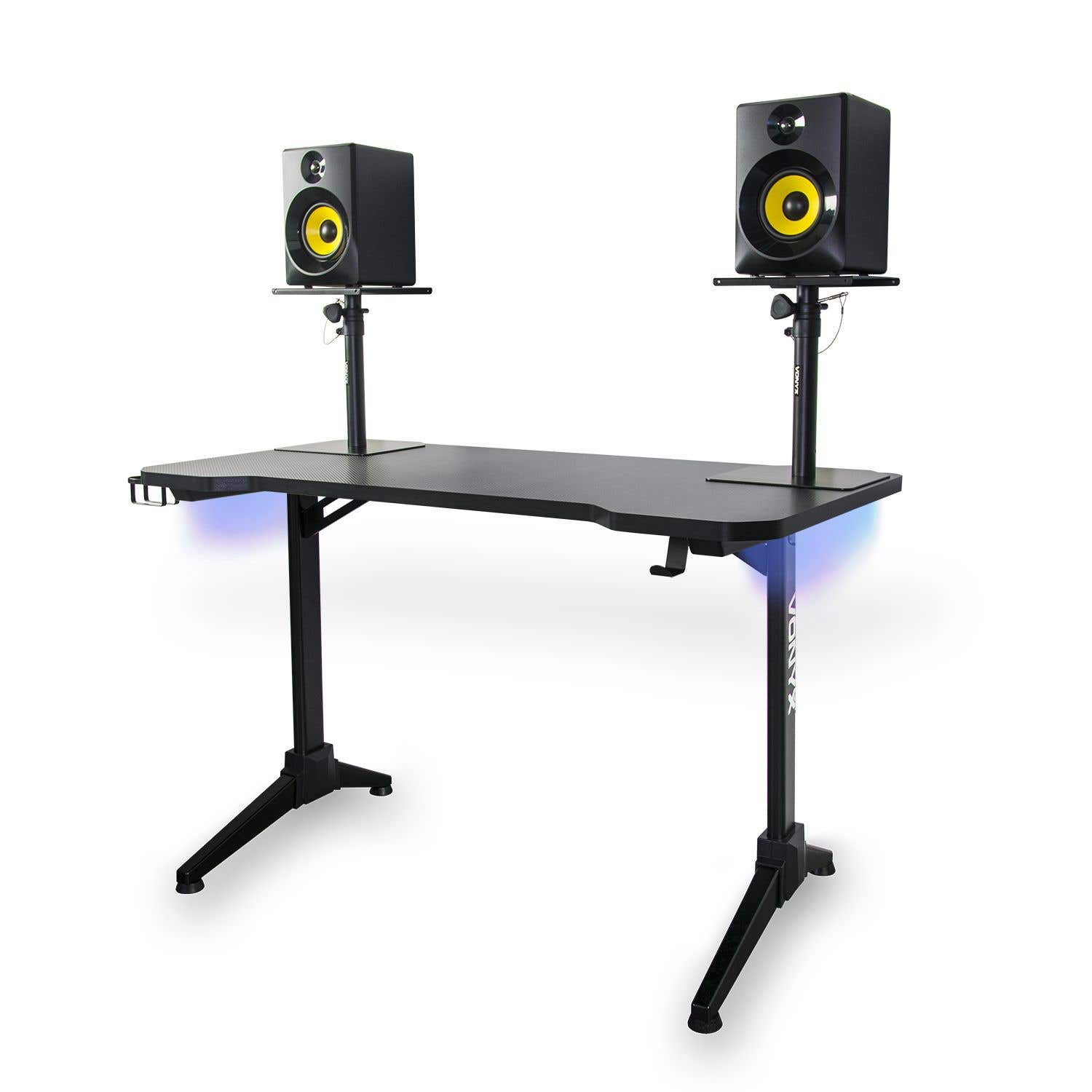 Vonyx DB20 DJ Tisch / Studiomöbel mit LED Beleuchtung - 120cm - Schwarz