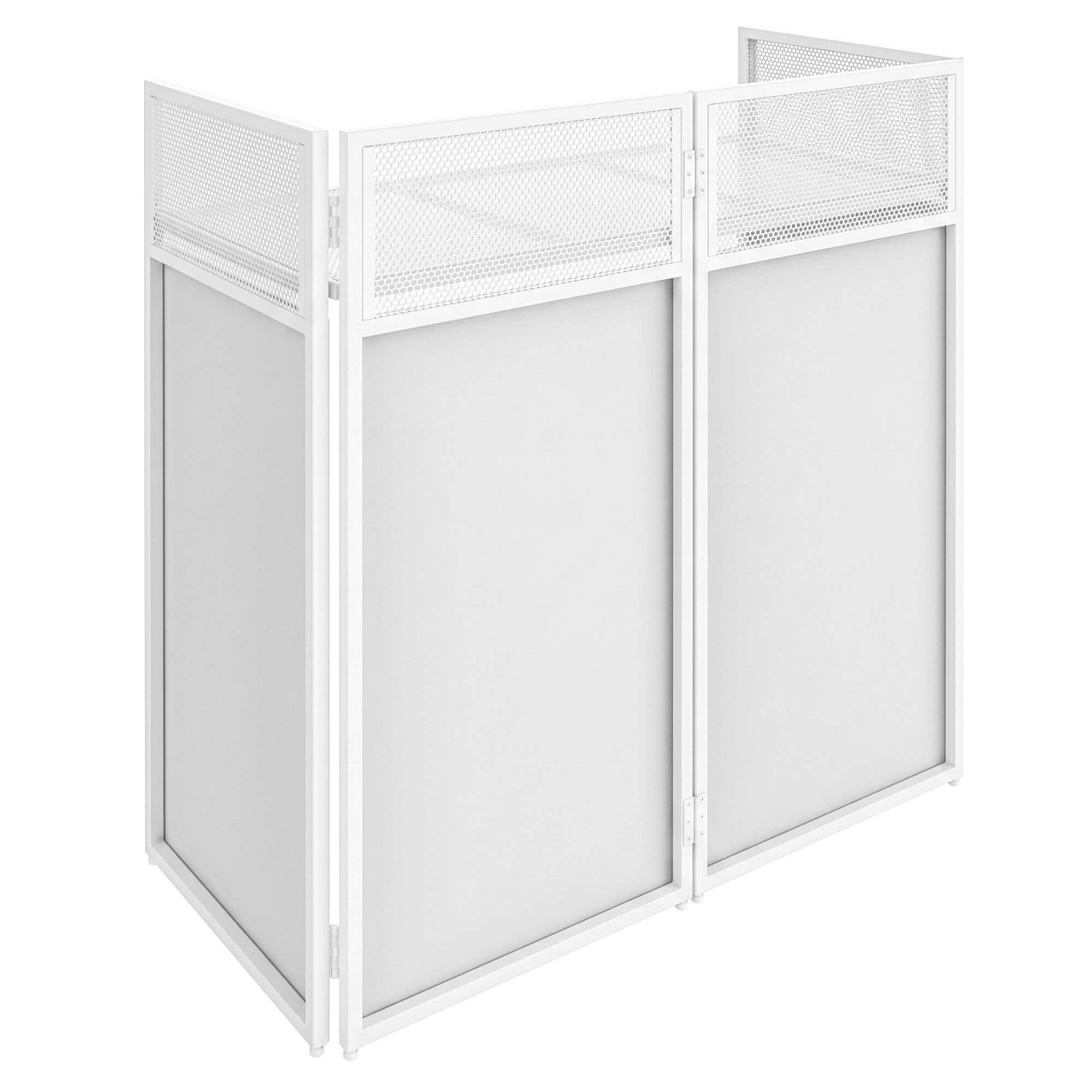Vonyx DB4W Pro DJ Tisch Weiß - Mobiler DJ Tisch klappbar - Lycra Tuch Weiß - Tragetasche