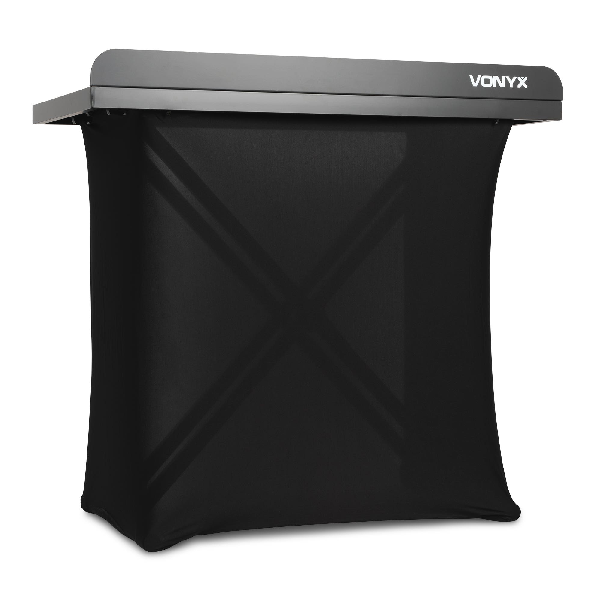 Vonyx DBE100 DJ Pult - Klappbarer mobiler DJ Tisch inkl. Lycra-Tüch & Tasche - 1m breit