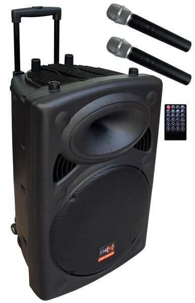 E-Lektron EL38-M MK-III Mobiler Lautsprecher mit Akku – Partybox mit 2 Funkmikrofonen