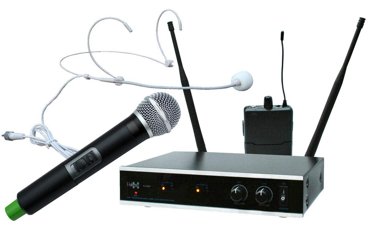 E-Lektron IU-2082HM kabelloses UHF Mikrofonset - Handmikrofon und Headset