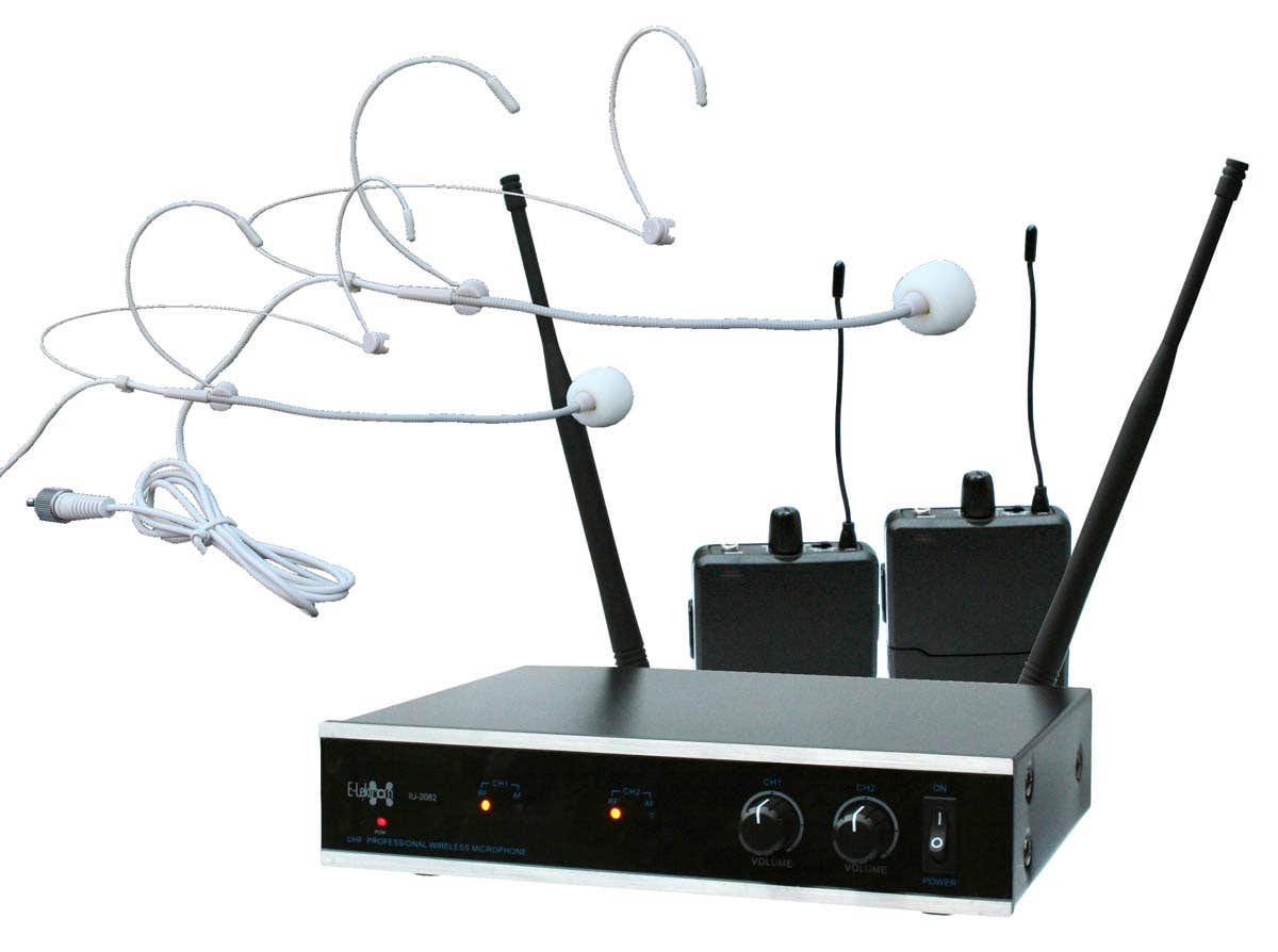 E-Lektron IU-2082H kabelloses UHF Headset Mikrofonset - 2 Kanal