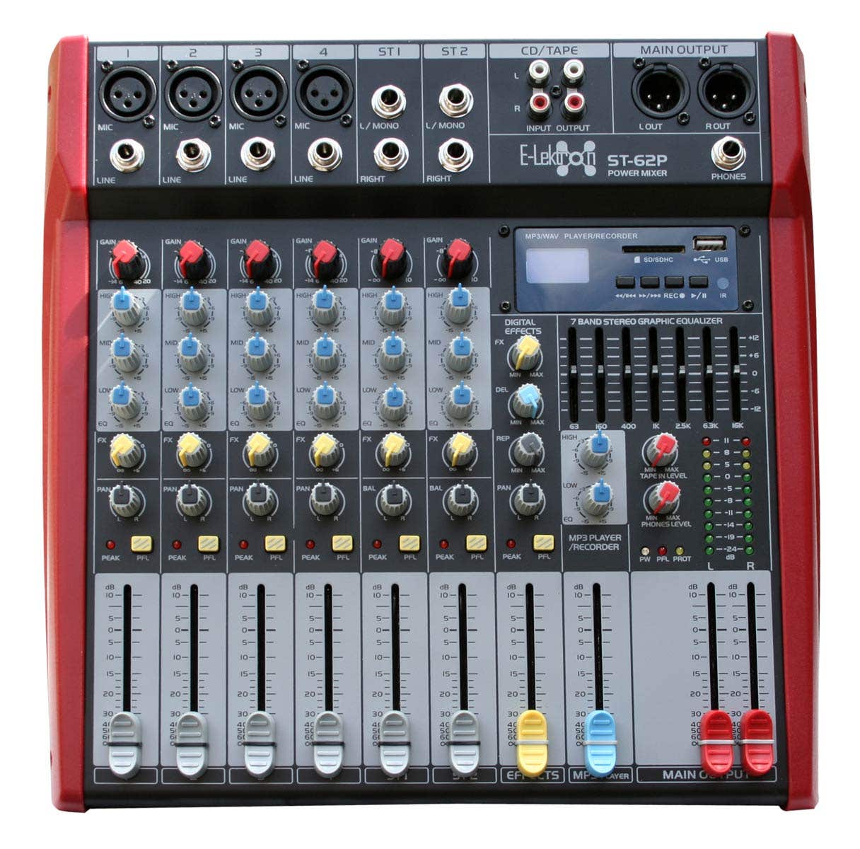 E-Lektron ST-62P Mischpult – Mit 2x 250W Verstärker, Bluetooth & USB-Recorder
