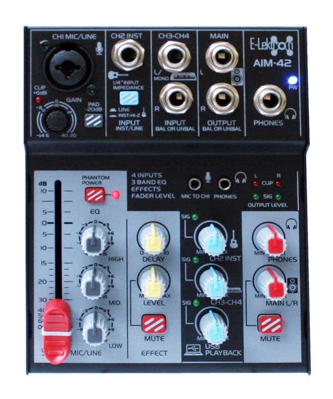 E-Lektron AIM-42 4 Kanal Mischpult - USB Interface mit Phantomspeisung