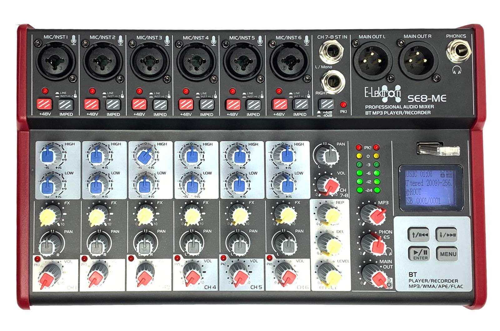 E-Lektron SE-8 Live Mischpult mit Bluetooth und USB Aufnahmefunktion