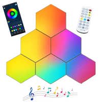 E-Lektron KBB36 sechseckige LED Wandbeleuchtung - App- und Musiksteuerung - 6 Stück