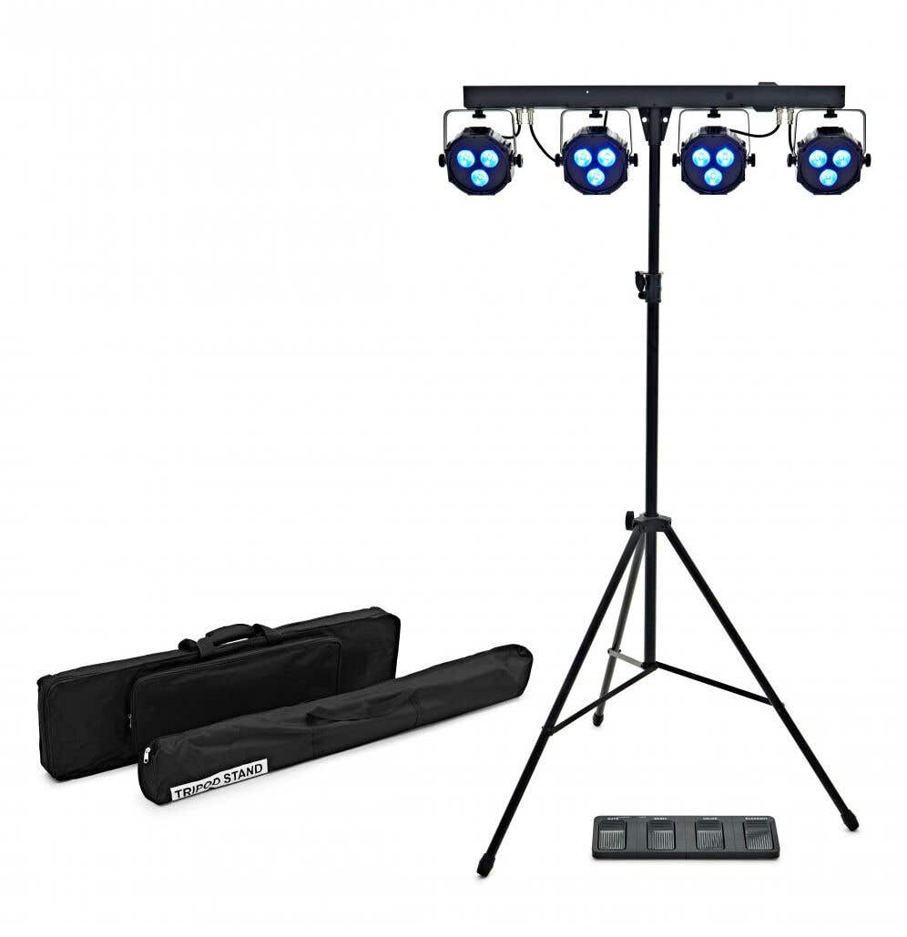 B-Ware - E-Lektron Power Bar – LED PAR Lichtset – Partybar mit Fußsteuerung, Stativ & Tragetaschen