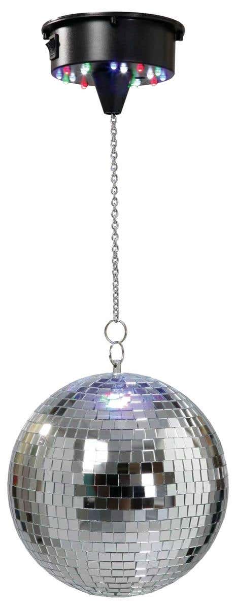 E-Lektron Spiegelkugel-Set - 25 cm Discokugel - Mit Batteriemotor & LED-Beleuchtung
