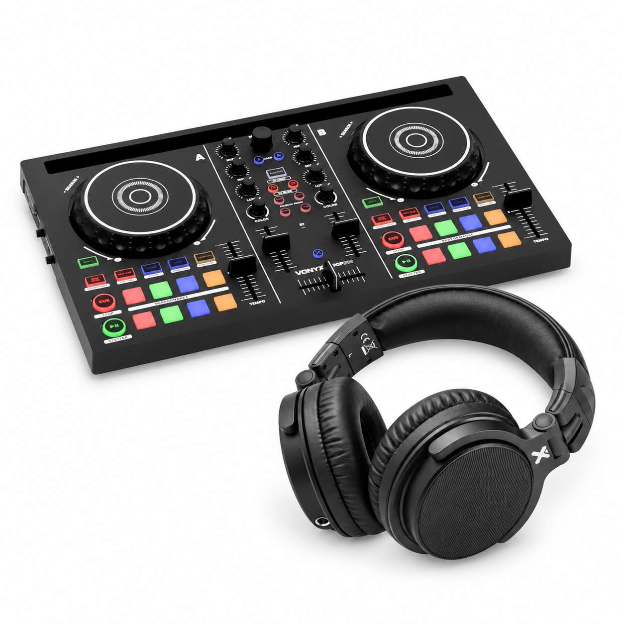 Vonyx Loop200 DJ Controller Set - Mit DJ Kopfhörer - Virtual DJ LE - DJ Set für Einsteiger