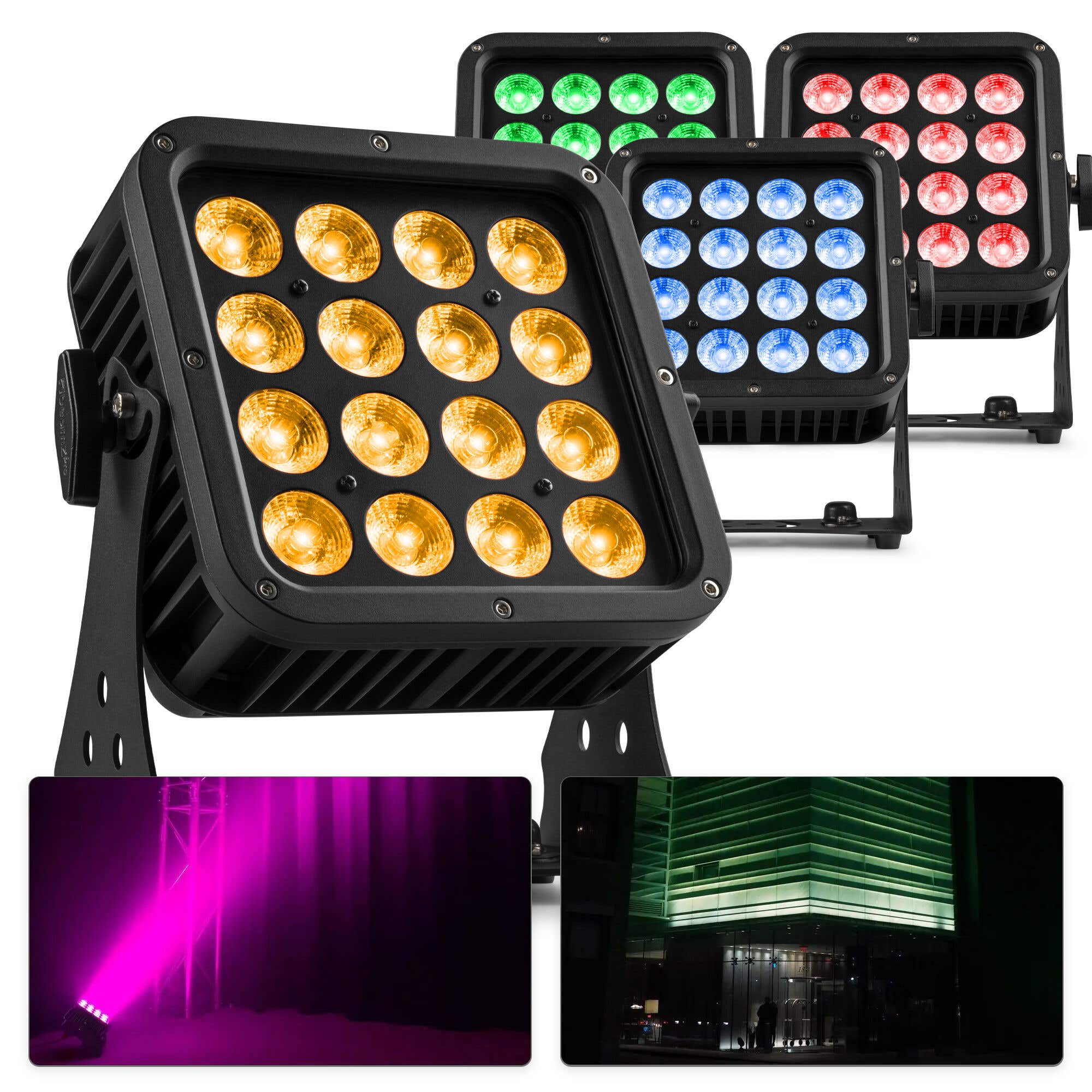 BeamZ Pro StarColor135 4er Set - IP65 Outdoor-Flutlicht mit 16x 8W RGBA LEDs