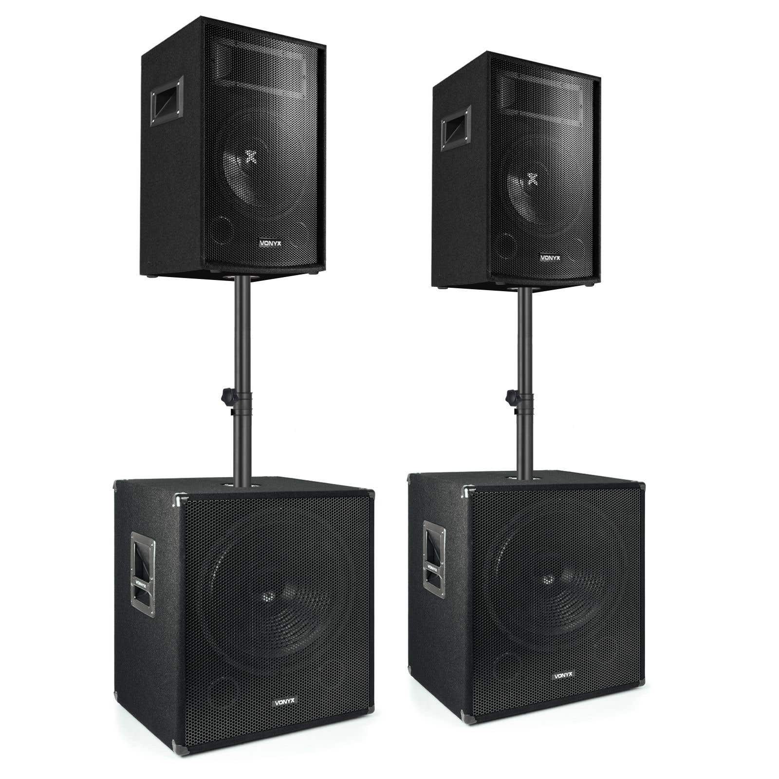 Vonyx 1700 W Subwoofer-Set „Super Bass 1700" 2 Lautsprecher, 2 Subwoofer