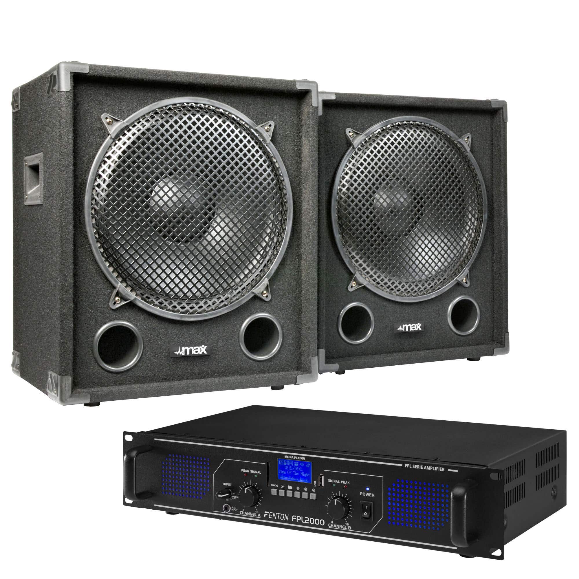 MAX komplettes 1500 W Subwoofer Set MAX15SUB mit Verstärker