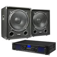 MAX komplettes 1500 W Subwoofer Set MAX15SUB mit Verstärker