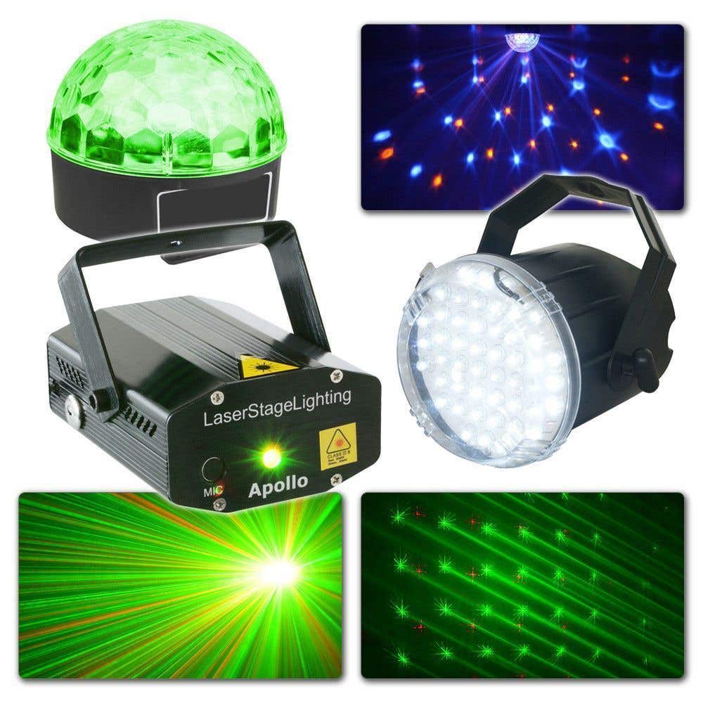 BeamZ Komplettes Lichtset mit Laser, Jelly Ball und Stroboskop