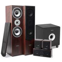 SkyTronic 5.1 Heimkino-Surround-Lautsprecherset Nussbaum 1300 W mit 8" Subwoofer